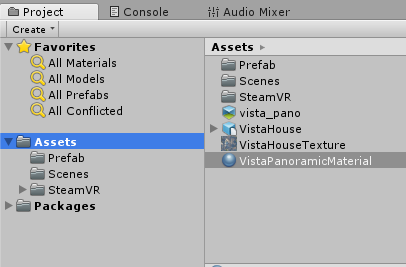 Unity's project assets UI