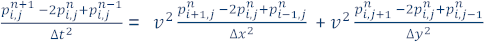 Approximation of the continuous partial derivatives using second order central differences