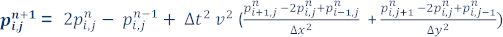 Finite-difference formula to approximate the solution of the two dimensional acoustic wave equation
