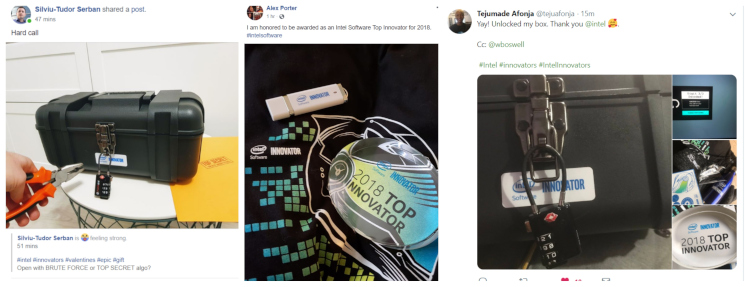 Top Innovators Silviu, Alex, and Tejumade shared on social media their excitement for the recognition gift