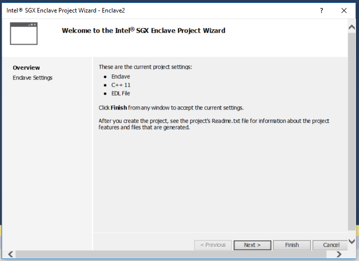 Getting Started with Intel SGX SDK for Windows Enclave Settings 1