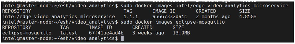 A screen showing the list of downloaded Docker images, which indicates that the installation is successful